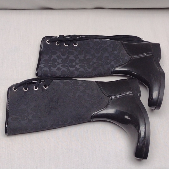 Coach Shoes - Coach Tristee tall rain boots with lace up back